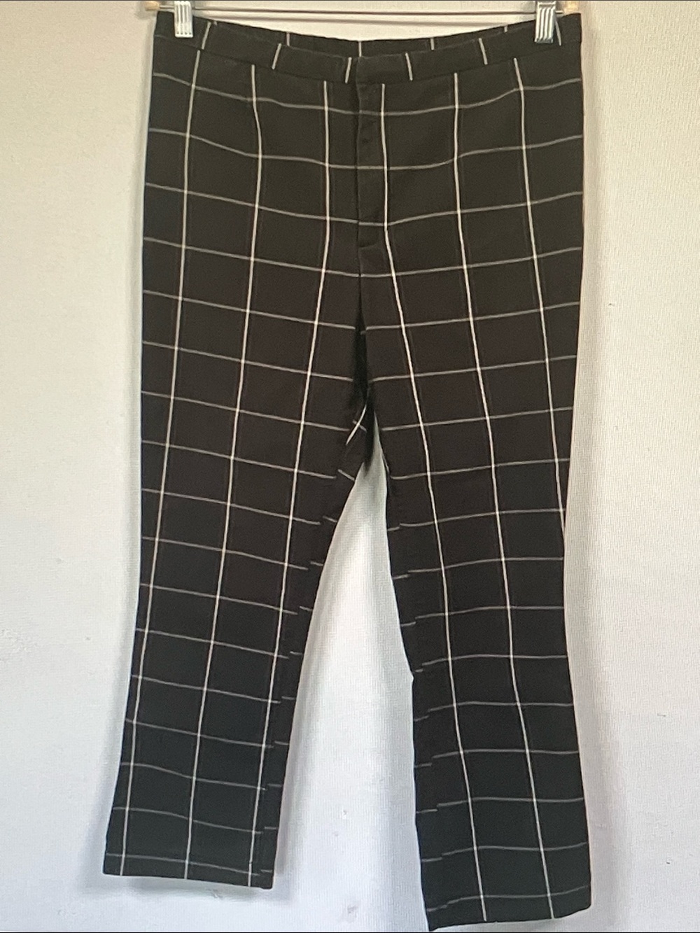 Free People Black Windowpane Cropped Pants